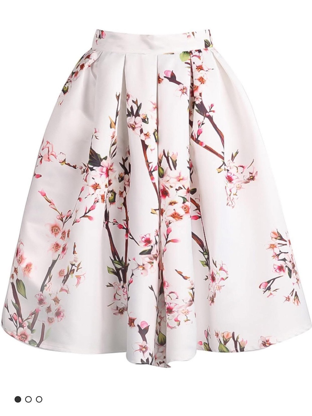 SHEIN White A-Line Midi Skirt with Pink Floral Print